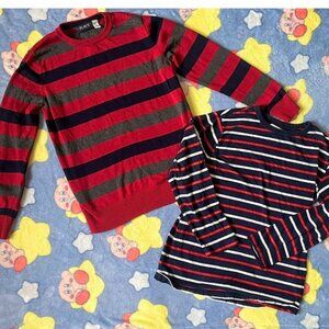 Place brand striped sweater and striped shirt size Boys Large 10/12